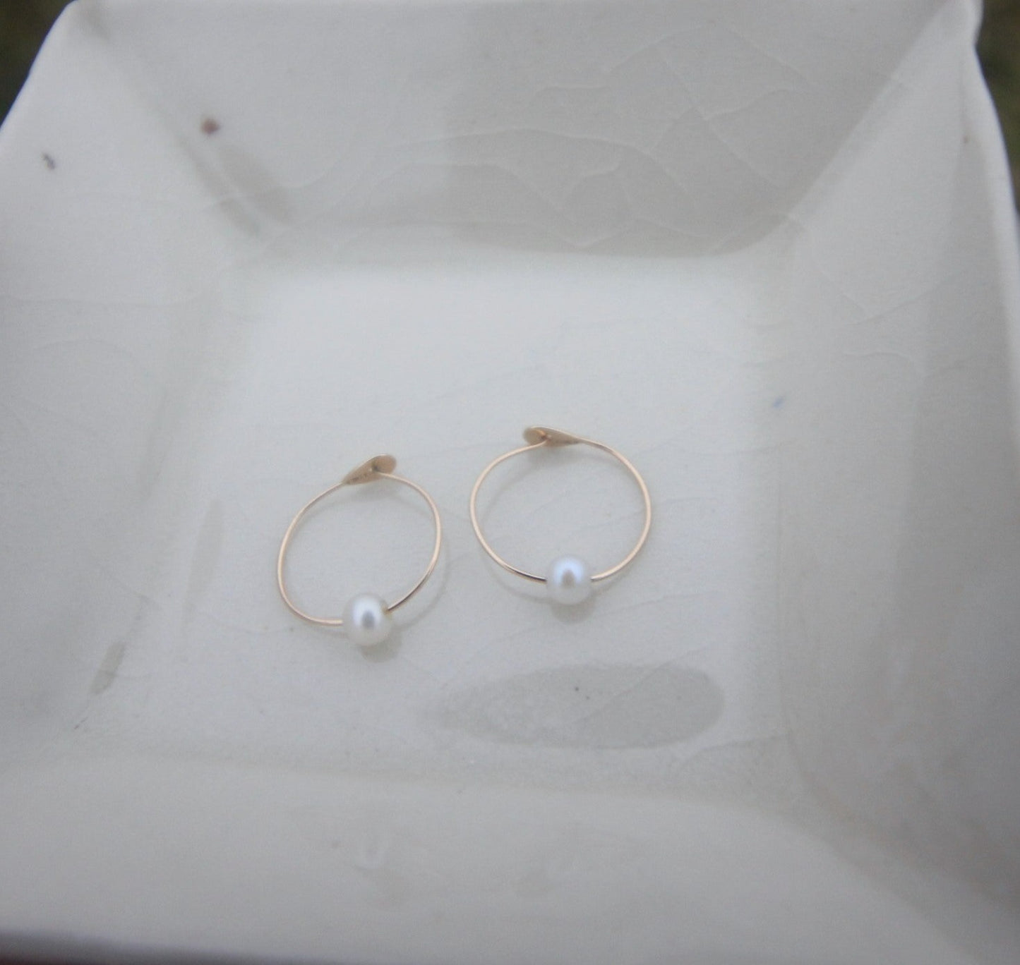 Tiny Pearl Hoops