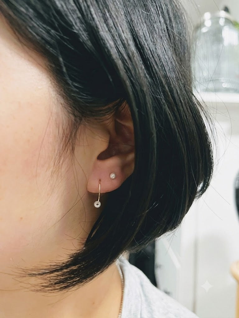 Tiny Pearl Hoops