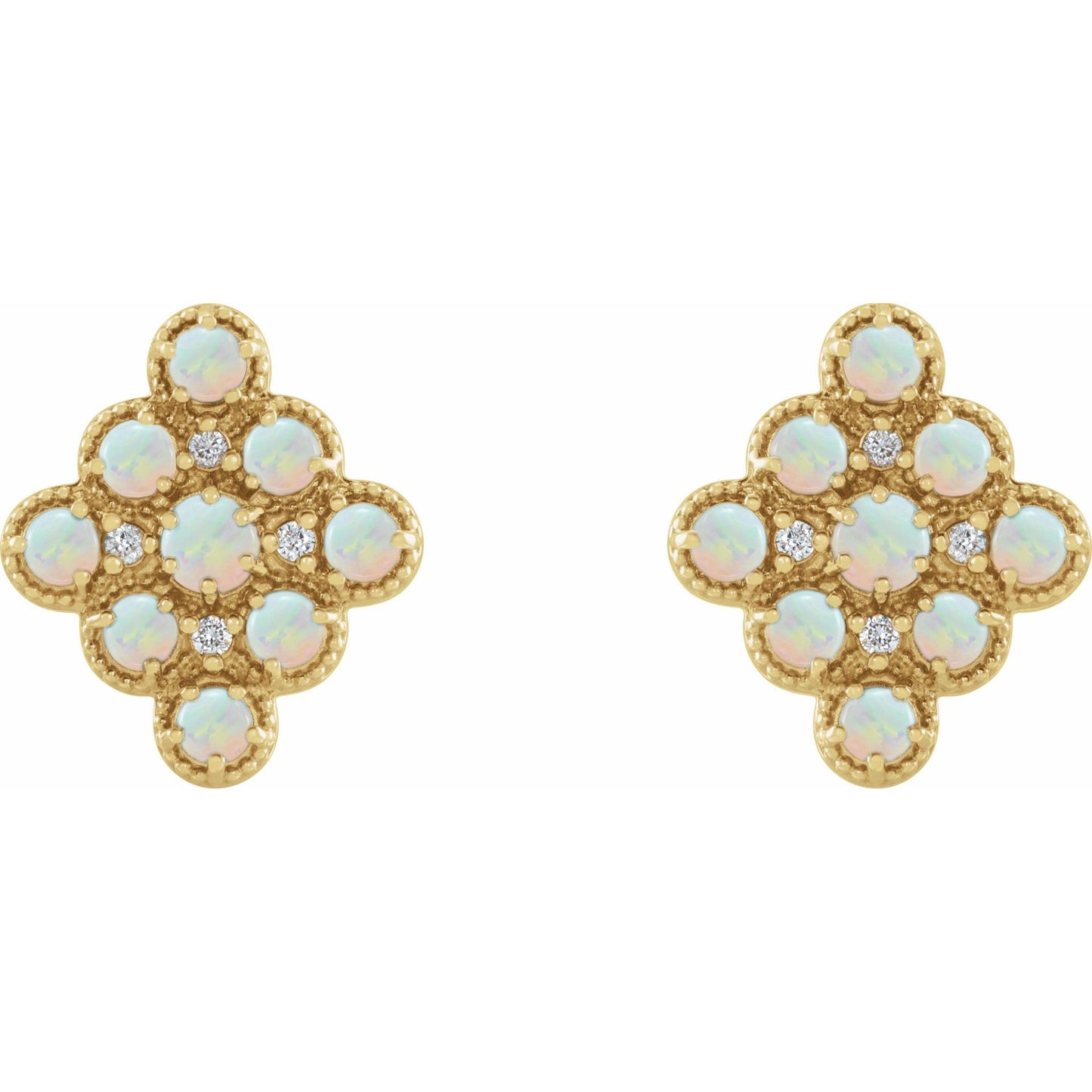 Nine Opal and Four Diamond Earrings