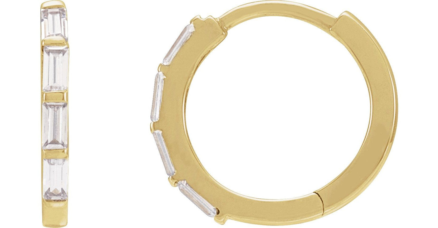 Diamond Baguette Hoop Huggies