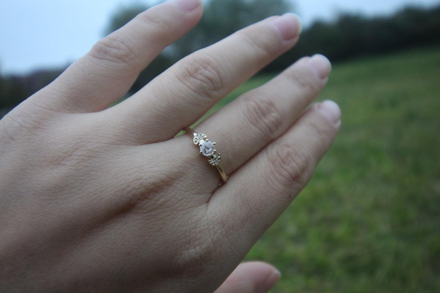 Rose Cut Diamond Moon Ring